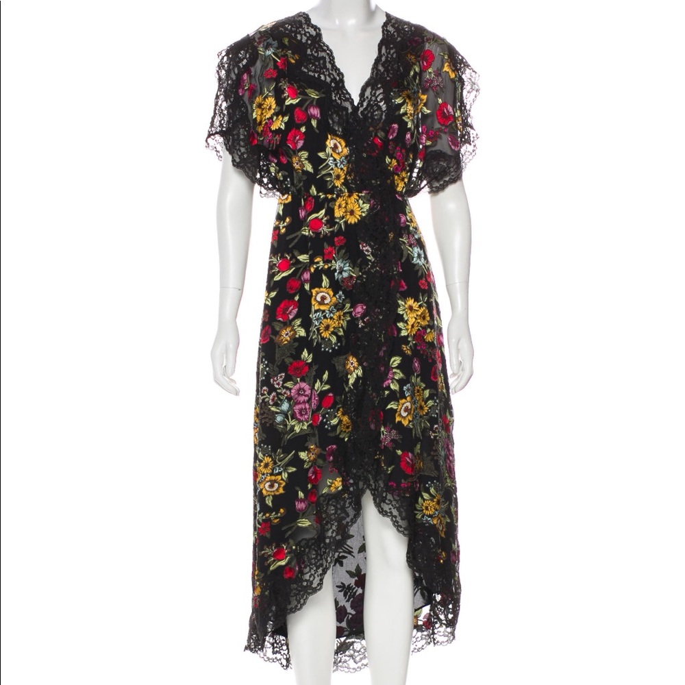 Alice+ Olivia black floral high-low wrapdress